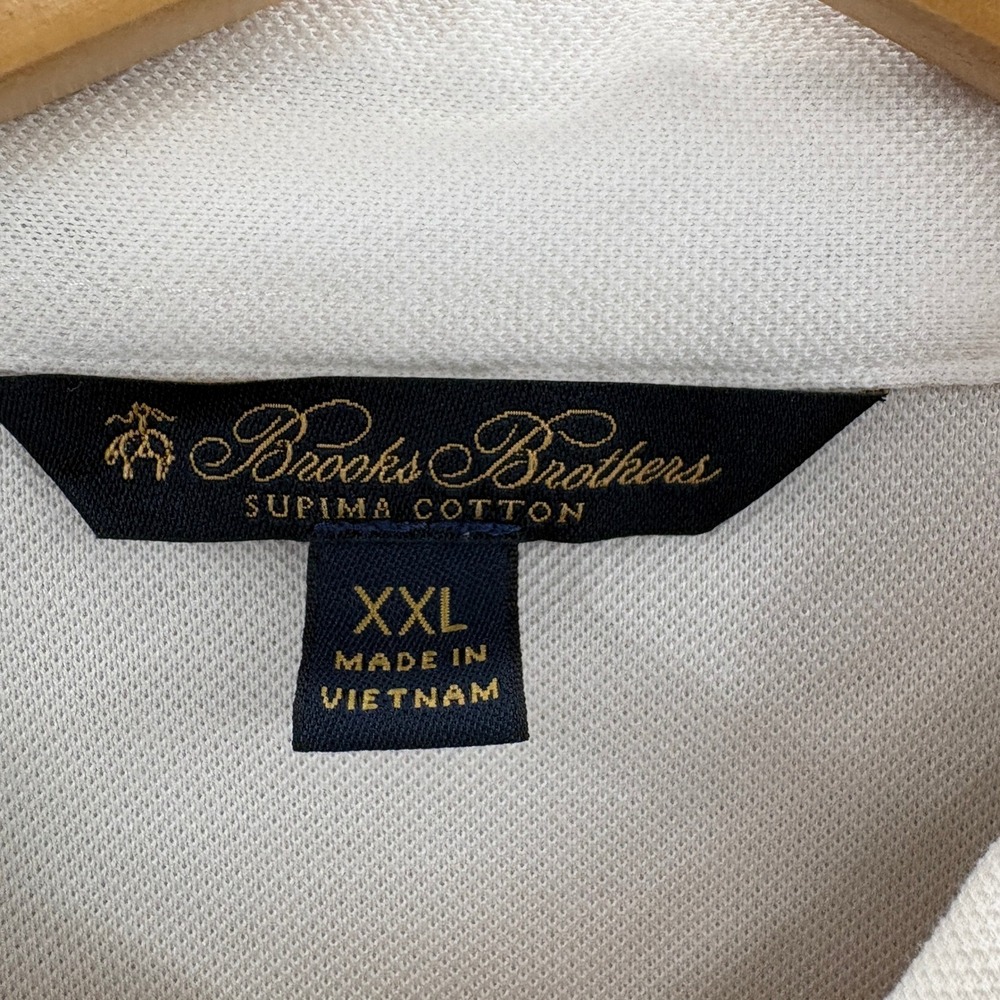 Brooks Brothers Polo Shirt Men XXL White Long Sleeve Supima Cotton Pique Logo - Picture 6 of 9